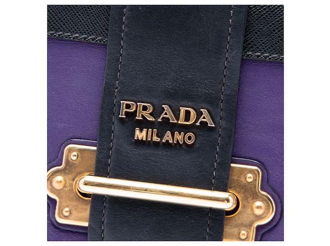 Borsa a tracolla Prada Purple Saffiano Trimmed City Calf Cahier Porpora - vista 5