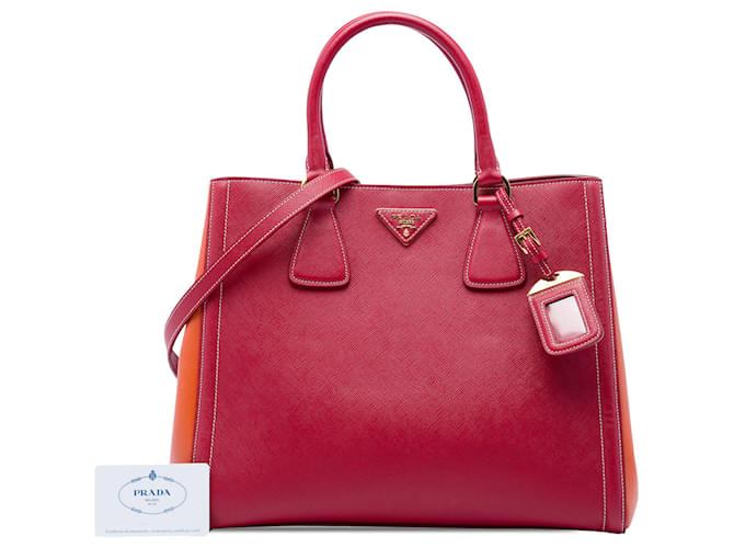 Borsa Prada Red Bicolor Saffiano Lux - vista 7