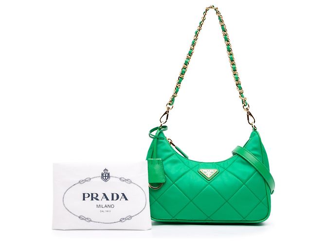 Saffiano Borsa Prada Green Impuntu Re Nylon Re Edition 1995 Chaine Verde - vista 7