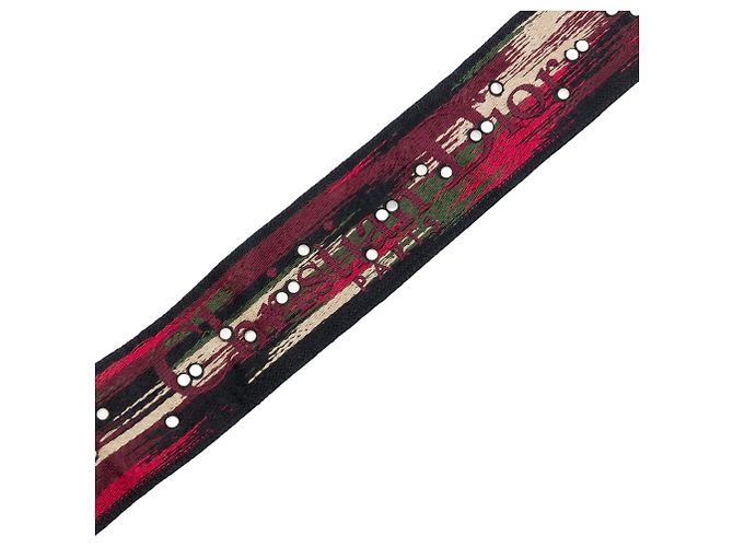 Tracolla per borsa in tela ricamata con borchie rosse Dior Rosso - vista 2