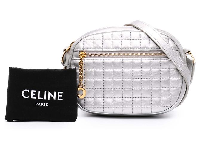 Céline Borsa a tracolla Celine Silver Small Quilted Calfskin C Charm Argento - vista 7