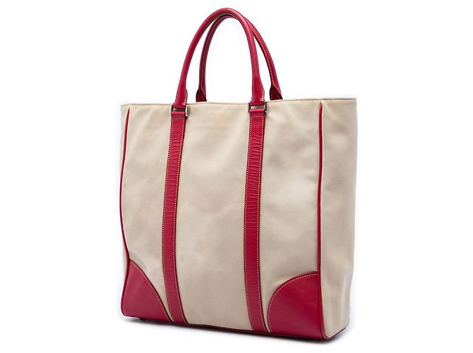 Prada Beige Saffiano Trimmed Canvas Tote - Ansicht 2