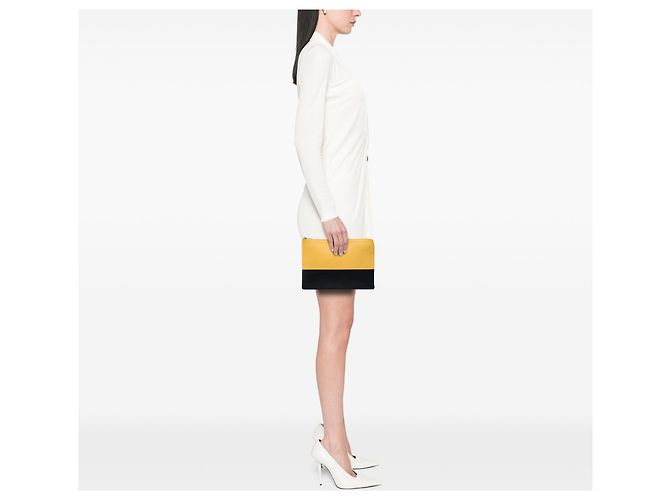 Céline Clutch Solo in pelle bicolore giallo Celine - vista 6