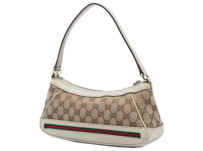Borsa a Spalla Gucci Beige GG Canvas Web Mayfair - vista 2