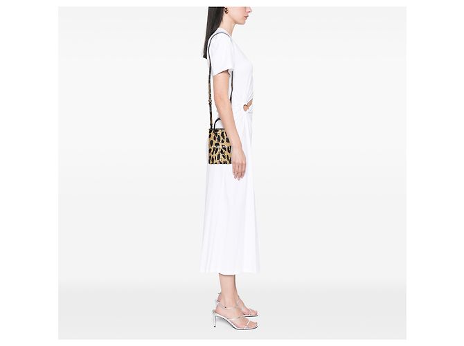 Balenciaga Mini Shopping Phone Holder mit braunem Leopardenmuster und Logo - Ansicht 6