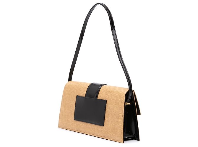 Borsa a tracolla lunga Le Bambino in rafia beige Jacquemus - vista 2