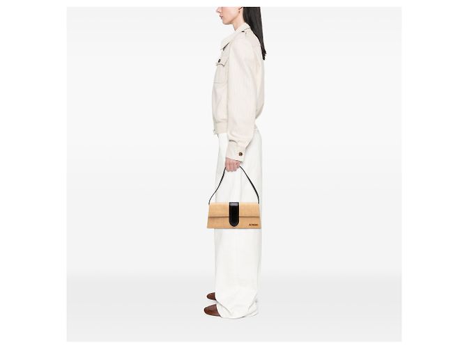 Borsa a tracolla lunga Le Bambino in rafia beige Jacquemus - vista 6