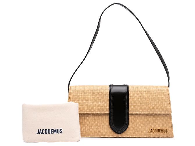 Borsa a tracolla lunga Le Bambino in rafia beige Jacquemus - vista 7