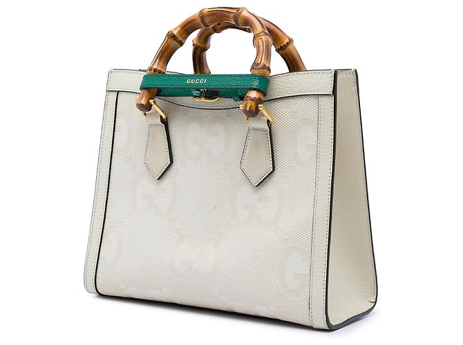 Borsa Gucci Brown Medium Jumbo GG Canvas Bamboo Diana Marrone Beige - vista 2