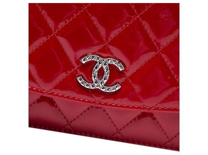 Chanel Red CC gesteppte Patentleder Wallet On Chain Rot - Ansicht 5