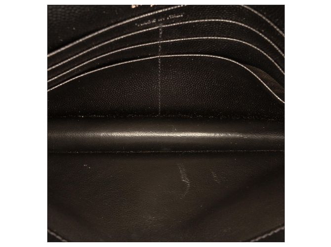 Portafoglio a catena envelope monocromatico Cassandre in pelle grain de poudre nera Saint Laurent Nero - vista 4