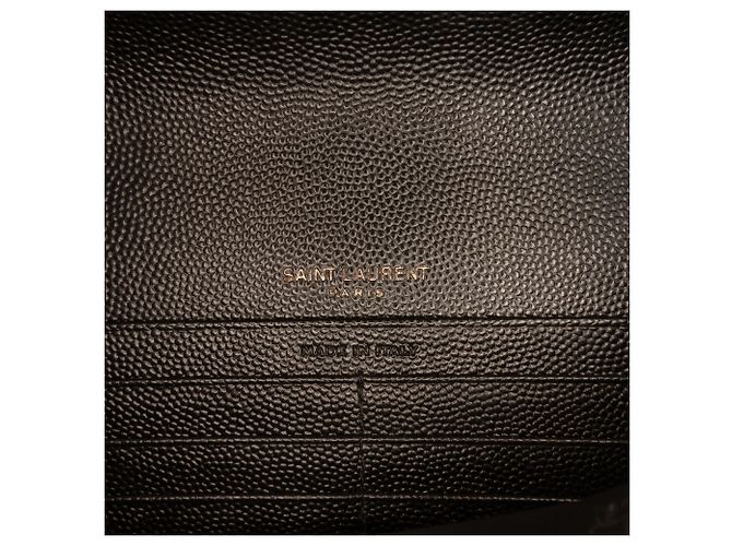 Portafoglio a catena envelope monocromatico Cassandre in pelle grain de poudre nera Saint Laurent Nero - vista 5