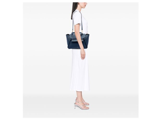 Belt Bag Céline Borsa Belt Celine blu in pelle di vitello granulata mini Blu scuro - vista 6
