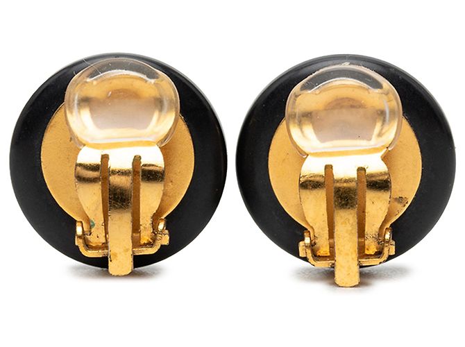 Orecchini a clip Chanel Black CC in resina e placcati in oro Nero - vista 2