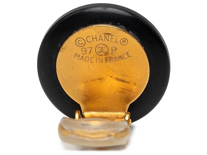 Orecchini a clip Chanel Black CC in resina e placcati in oro Nero - vista 3