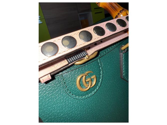 Bamboo Gucci x Adidas Borsa Shopper in pelle verde Bianco Rosso Blu Giallo - vista 2