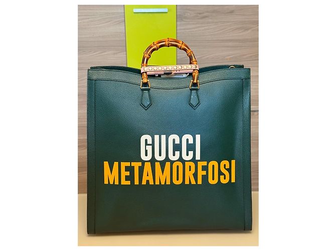 Bamboo Gucci x Adidas Borsa Shopper in pelle verde Bianco Rosso Blu Giallo - vista 4