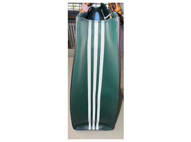 Bamboo Gucci x Adidas Borsa Shopper in pelle verde Bianco Rosso Blu Giallo - vista 6