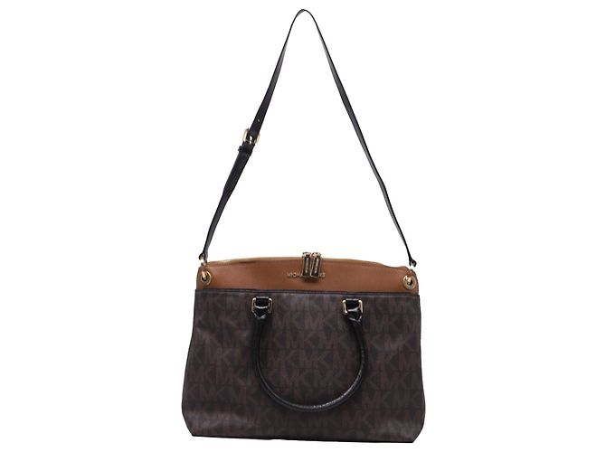 Borsa Michael Kors Aubrey Signature Large in pelle marrone Rosso - vista 2