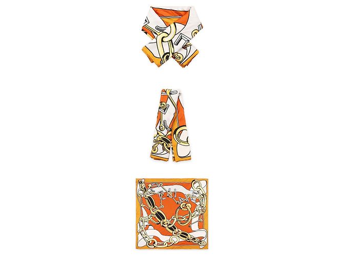 Céline Foulard quadrato in seta da donna Arancione - vista 3