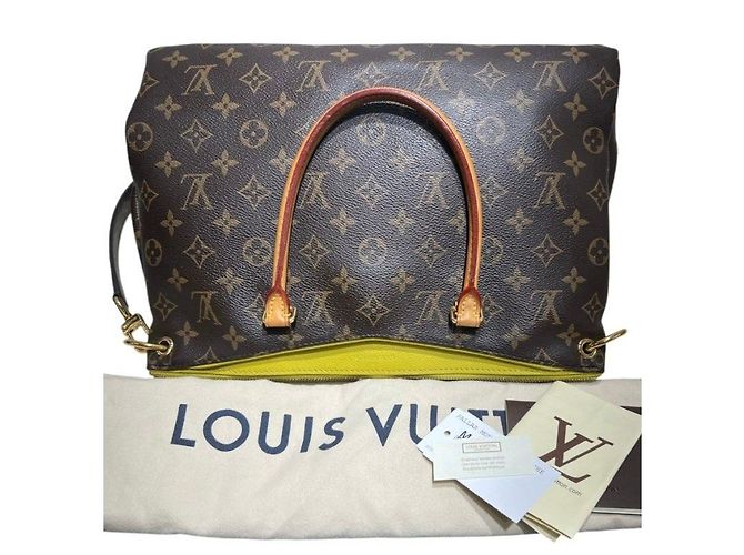 Louis Vuitton Borsa Tote Palace MM Shoulder Bag Marrone Lime Giallo - vista 3