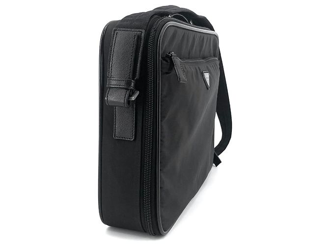 Prada Valigetta e Tote Bag in Re-Nylon con Logo Triangolare, Borsa a Spalla Nero - vista 4