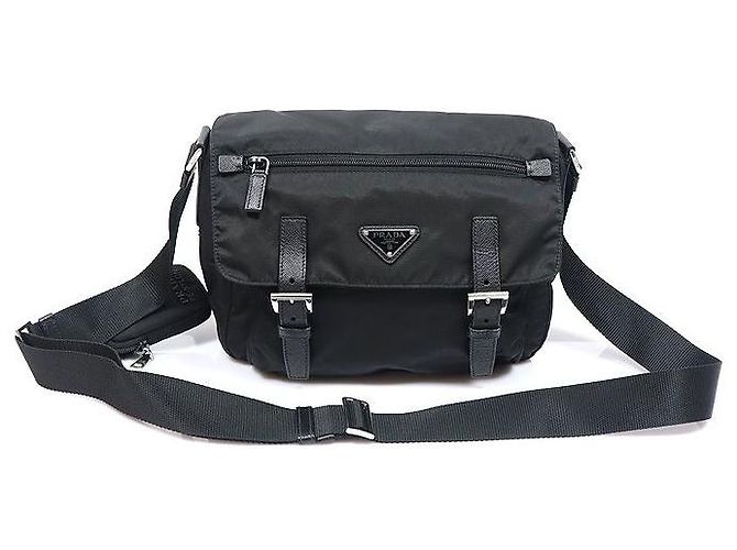 Prada Bolso bandolera Black Re-Nylon Saffiano Triangle Negro - vista 2