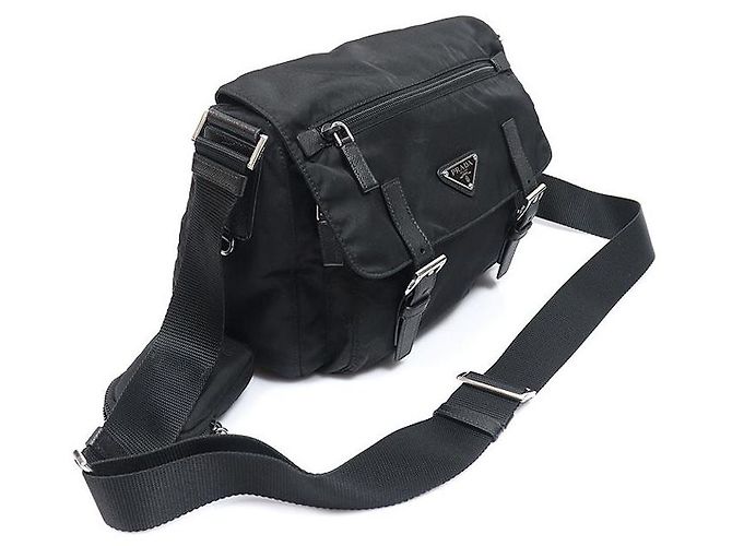 Prada Bolso bandolera Black Re-Nylon Saffiano Triangle Negro - vista 3