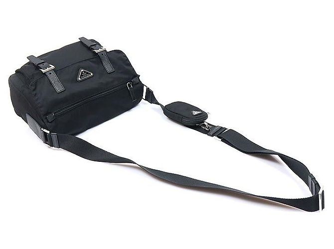 Prada Bolso bandolera Black Re-Nylon Saffiano Triangle Negro - vista 4