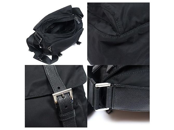 Prada Bolso bandolera Black Re-Nylon Saffiano Triangle Negro - vista 6