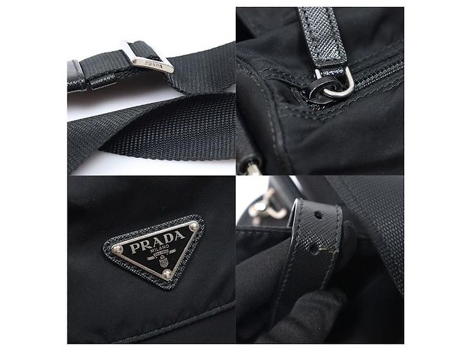 Prada Bolso bandolera Black Re-Nylon Saffiano Triangle Negro - vista 7