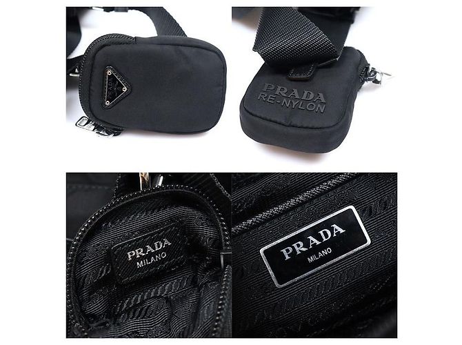 Prada Bolso bandolera Black Re-Nylon Saffiano Triangle Negro - vista 8