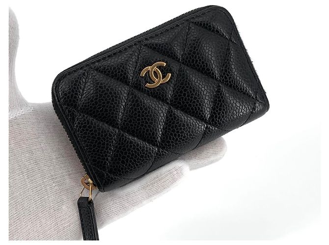 Chanel Caviar Zip Wallet mit Goldakzenten Schwarz - Ansicht 2