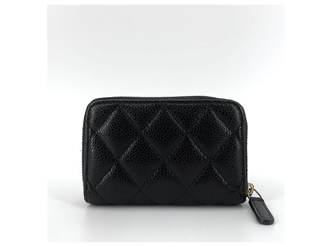Chanel Caviar Zip Wallet mit Goldakzenten Schwarz - Ansicht 3