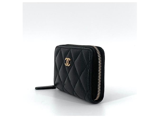 Chanel Caviar Zip Wallet mit Goldakzenten Schwarz - Ansicht 4