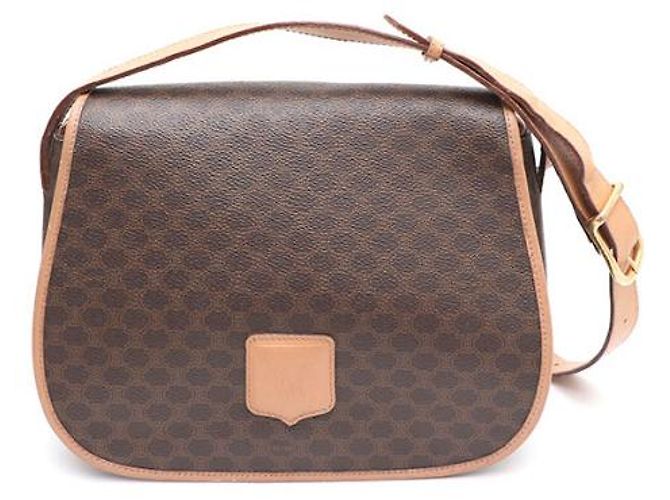 Céline Borsa a tracolla e borsa crossbody in tela Macadam Marrone - vista 11