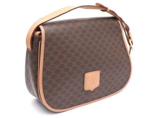 Céline Borsa a tracolla e borsa crossbody in tela Macadam Marrone - vista 12
