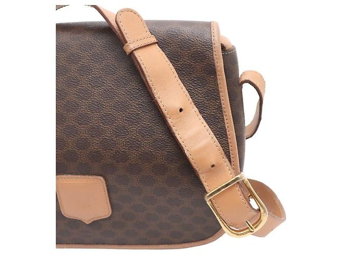 Céline Borsa a tracolla e borsa crossbody in tela Macadam Marrone - vista 4