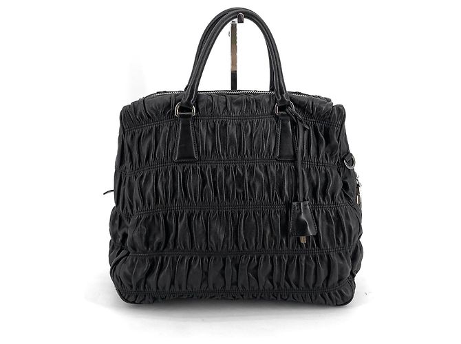 Prada Borsa a Spalla e Borsa Tote Napa Gaufre Nero - vista 3