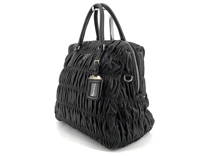 Prada Borsa a Spalla e Borsa Tote Napa Gaufre Nero - vista 4