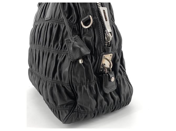 Prada Borsa a Spalla e Borsa Tote Napa Gaufre Nero - vista 8