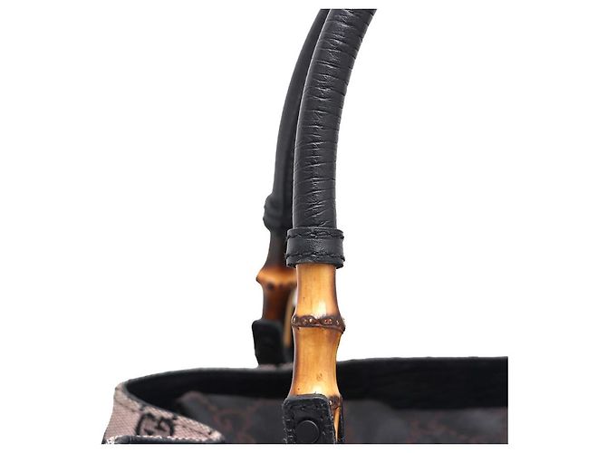 Bamboo Gucci Tote in tela e pelle nera con dettaglio in bambù Nero - vista 12