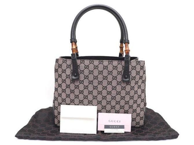 Bamboo Gucci Tote in tela e pelle nera con dettaglio in bambù Nero - vista 16