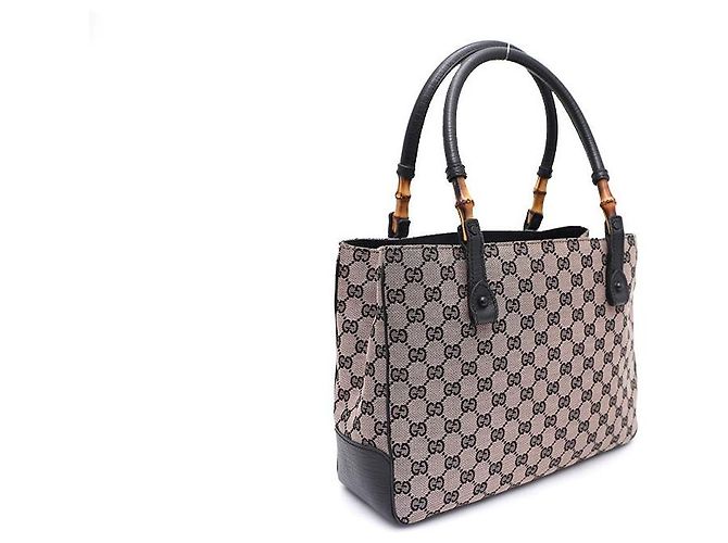 Bamboo Gucci Tote in tela e pelle nera con dettaglio in bambù Nero - vista 2