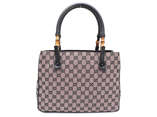Bamboo Gucci Tote in tela e pelle nera con dettaglio in bambù Nero - vista 3