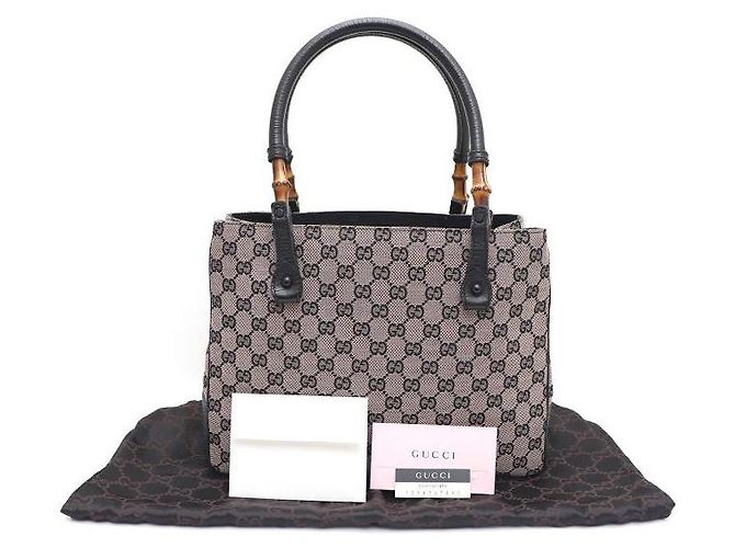 Bamboo Gucci Tote in tela e pelle nera con dettaglio in bambù Nero - vista 8