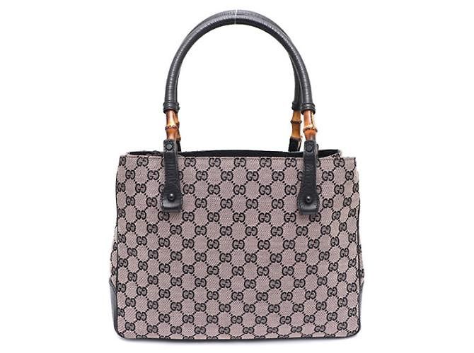 Bamboo Gucci Tote in tela e pelle nera con dettaglio in bambù Nero - vista 9