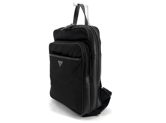 Prada Sac à dos Re-Nylon Saffiano avec logo Triangle Noir - vue 3