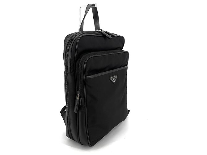 Prada Sac à dos Re-Nylon Saffiano avec logo Triangle Noir - vue 4