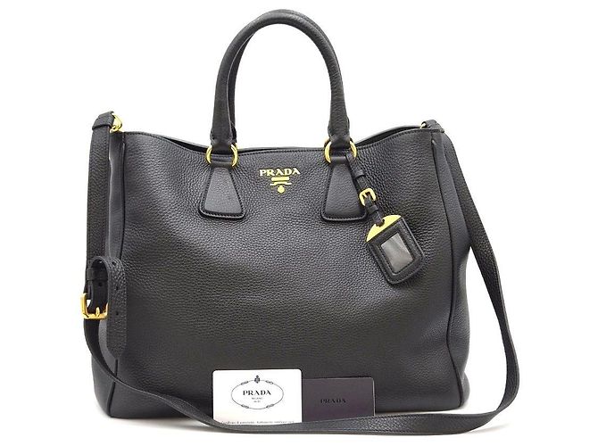 Prada Borsa Tote Vitello Daino a Spalla Nera Nero - vista 2